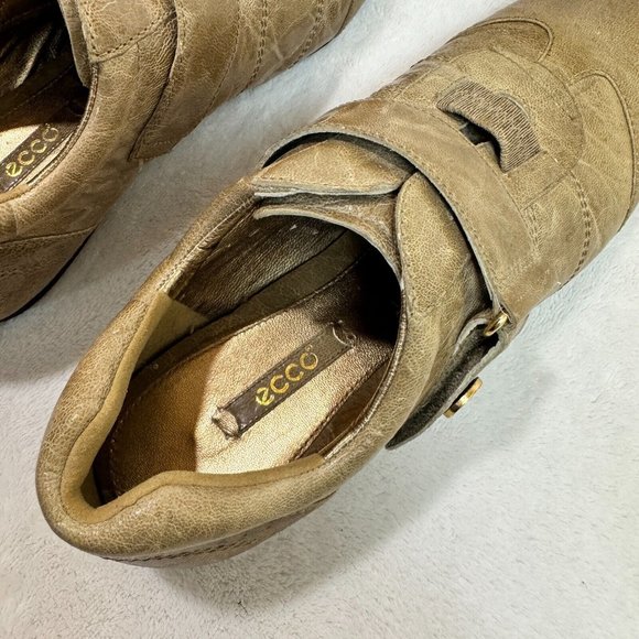 ECCO Women's 38 Elastic Strap Brown Leather Slip-On Comfortable Shoes - Picture 10 of 16